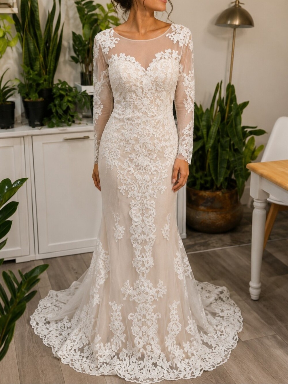 Wedding Dress Elegant White Lace Gown